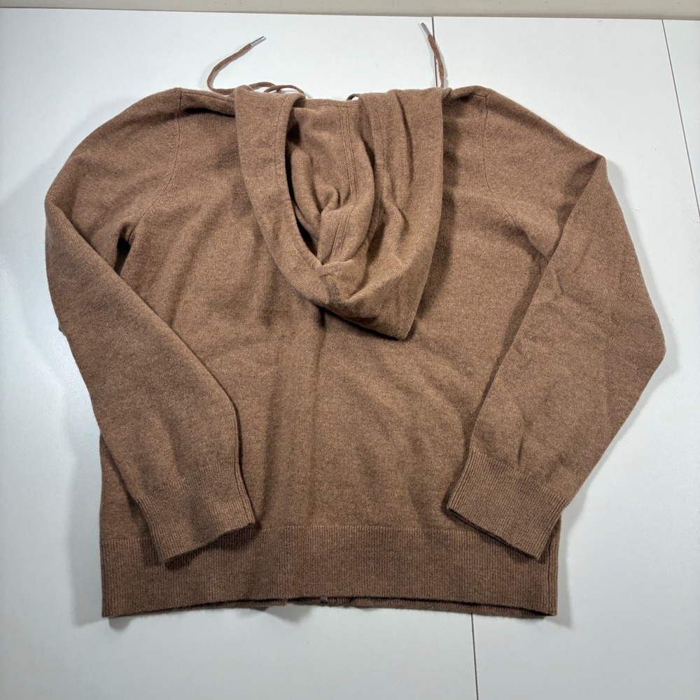 NEW Quince Mongolian Cashmere Hoodie Women Medium Brown Full Zip Luxury Sweater - Picture 7 of 10